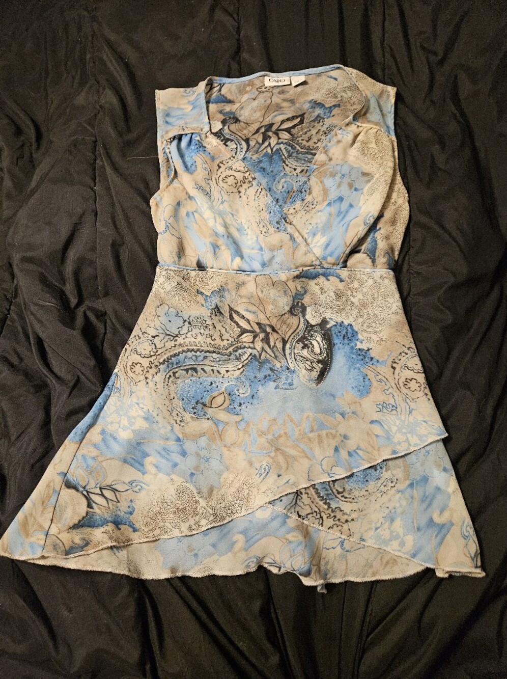Cato Blue & Cream Floral Satin Top